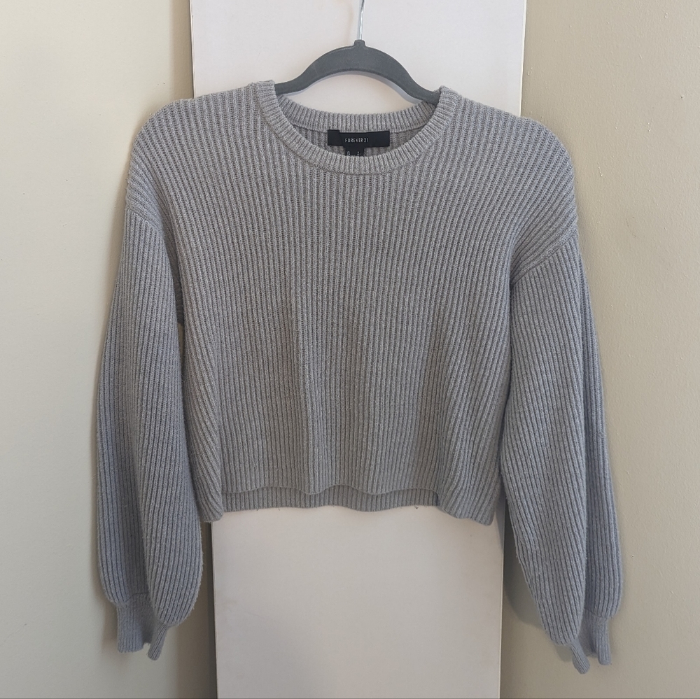 Forever 21 Cropped Gray Knit Sweater